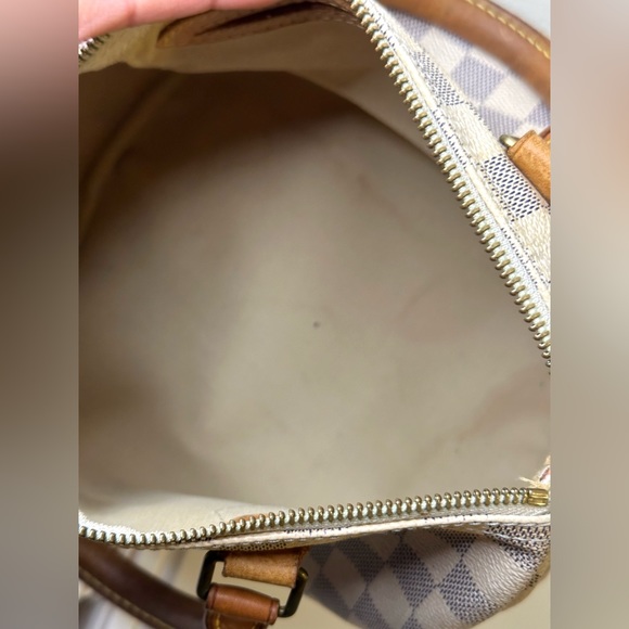 LOUIS VUITTON HANDBAG SPEEDY 25 WHITE DAMIER AZUR 🌟 AUTHENTIC 🌟 - Picture 4 of 16
